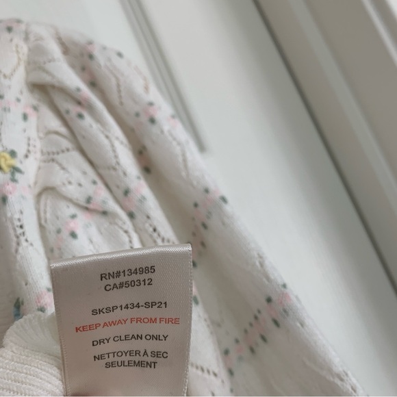 For Love & Lemons White Charleston Crop Balloon Sleeve Cardigan Sweater - Picture 13 of 15